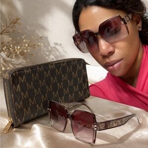 Elegant 2-Piece Wallet Set w/ Designer Style Sunglasses | Chic Everyday Luxury